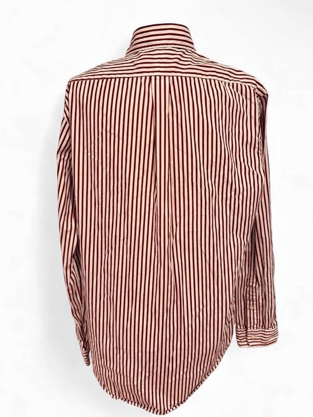 Polo Ralph Lauren Burgundy Maroon Stripe Oxford Shirt Men’s Large Classic Fit - Picture 5 of 7